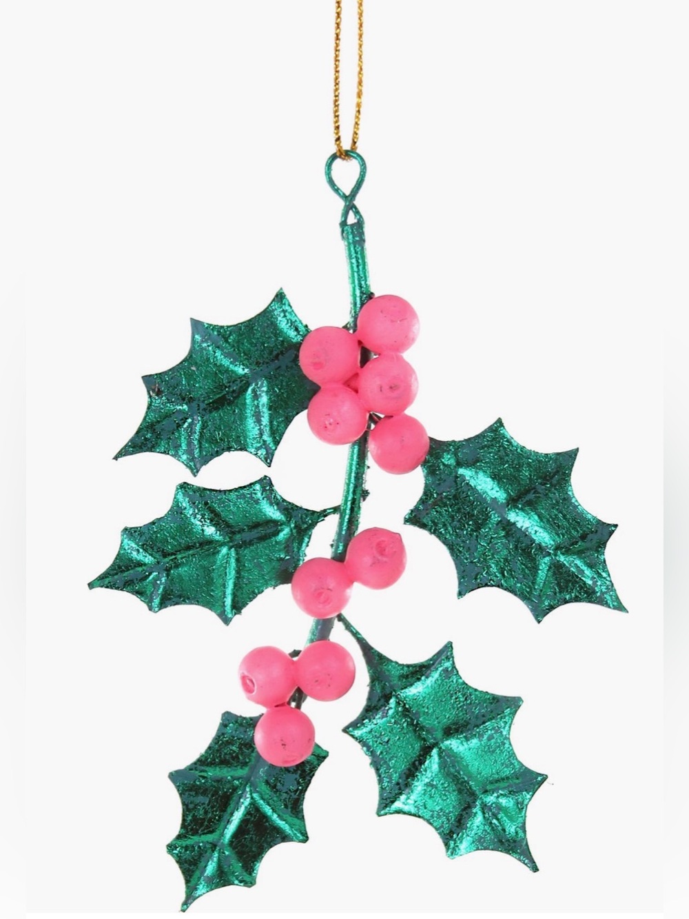 NWT Cody & Foster Holly branch paper Mâché Ornament $29.50 MSRP